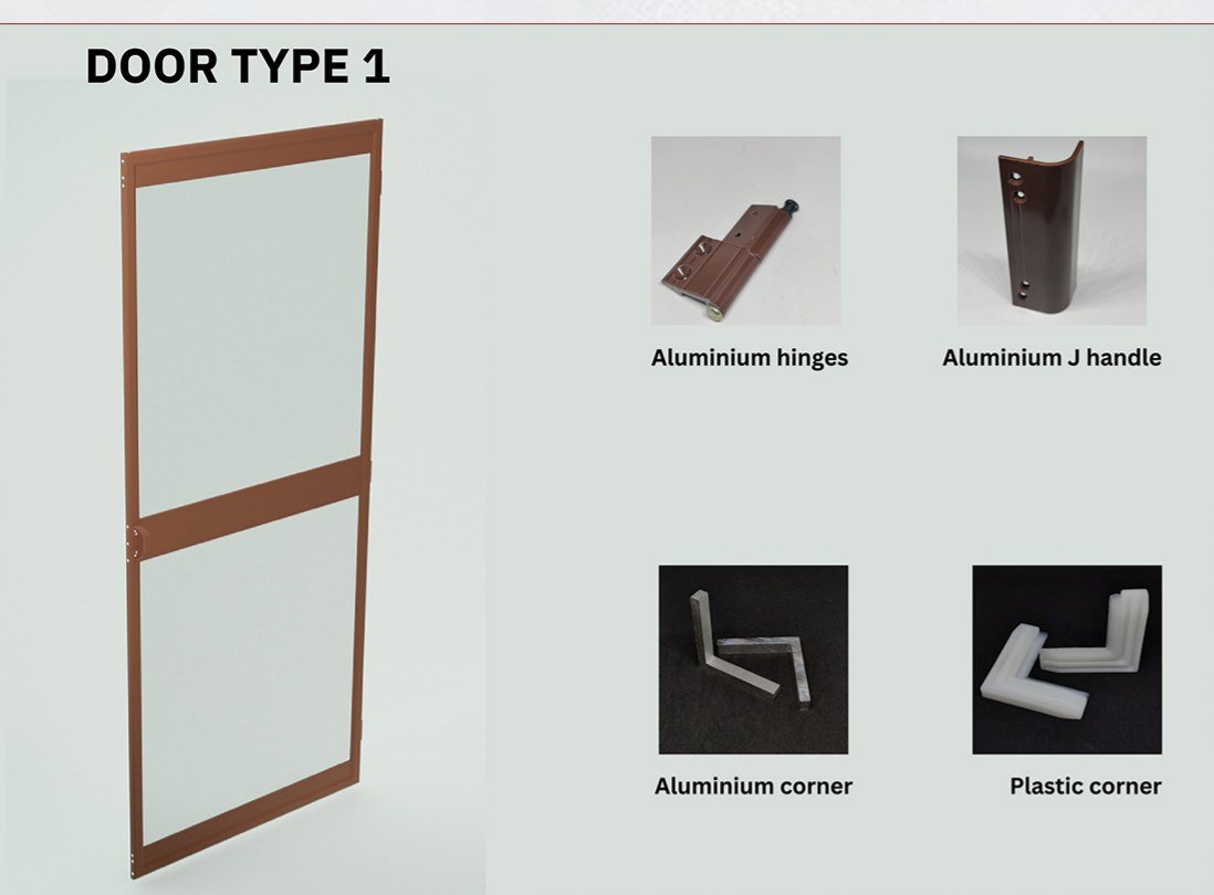 Hardware and fittings supplied with the Classic Mesh Door