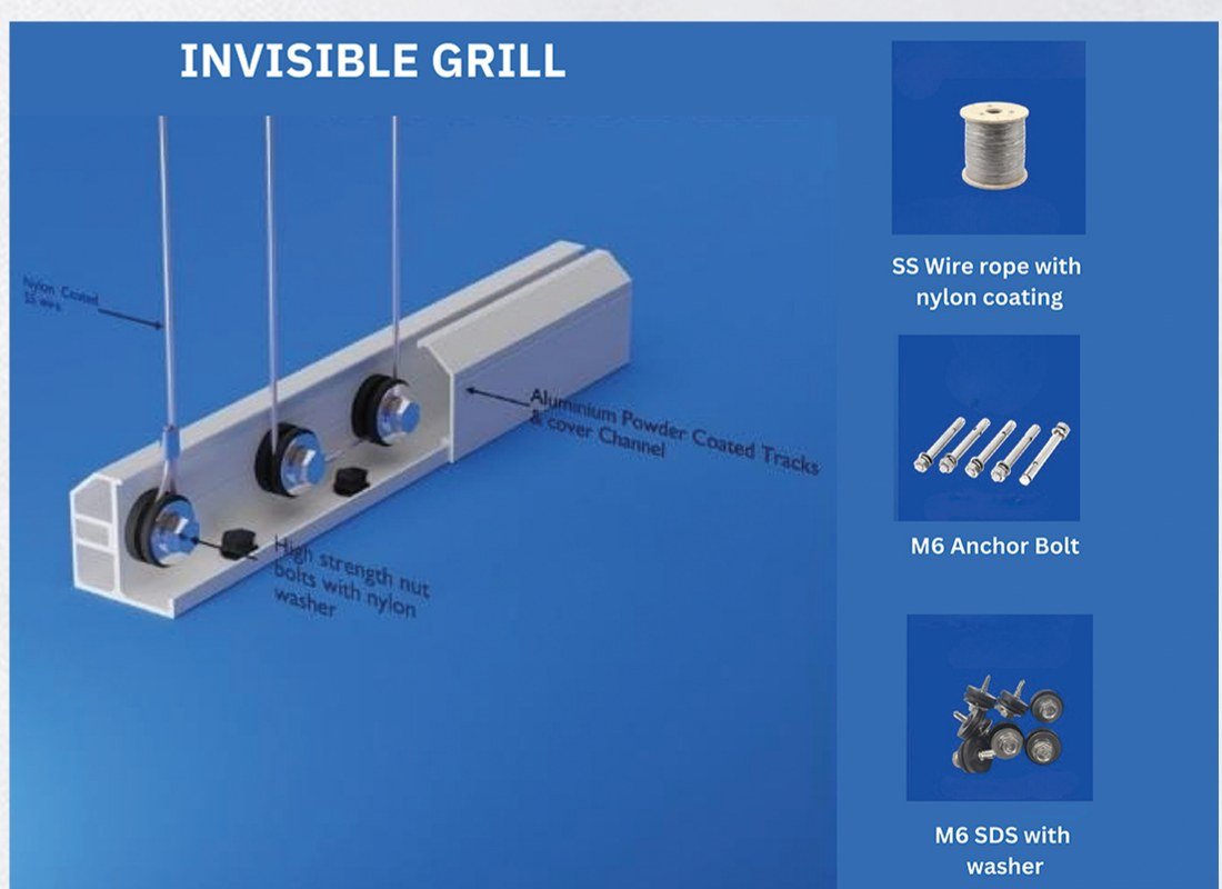 Hardware and fittings supplied with the Invisible Grill