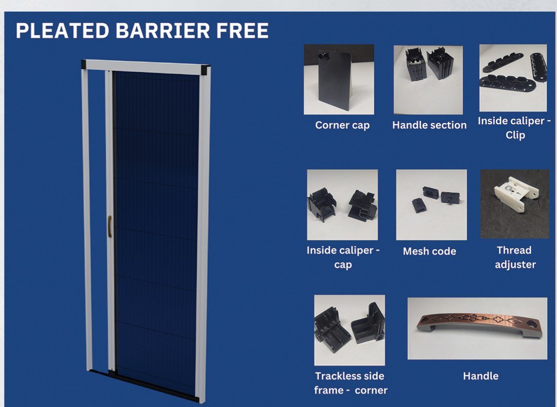 Hardware and fittings supplied with the Pleated Barrier-Free System