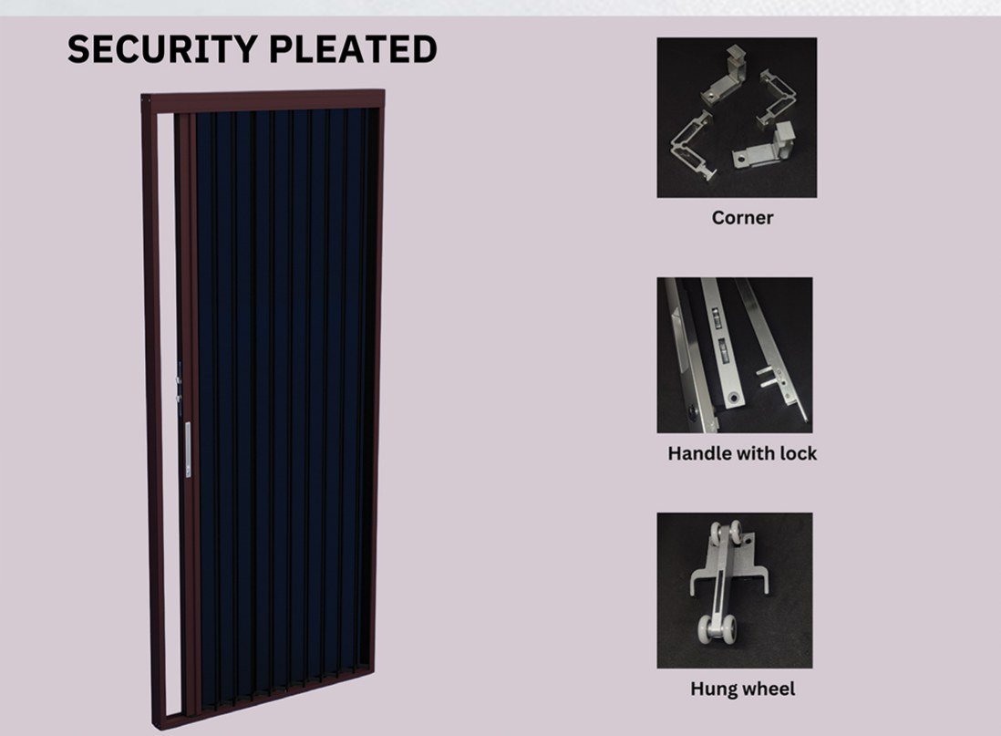 Hardware and fittings supplied with the Security Pleated Door