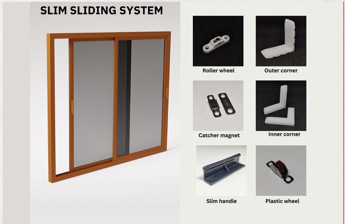 Hardware and fittings supplied with the Slim Sliding Window System