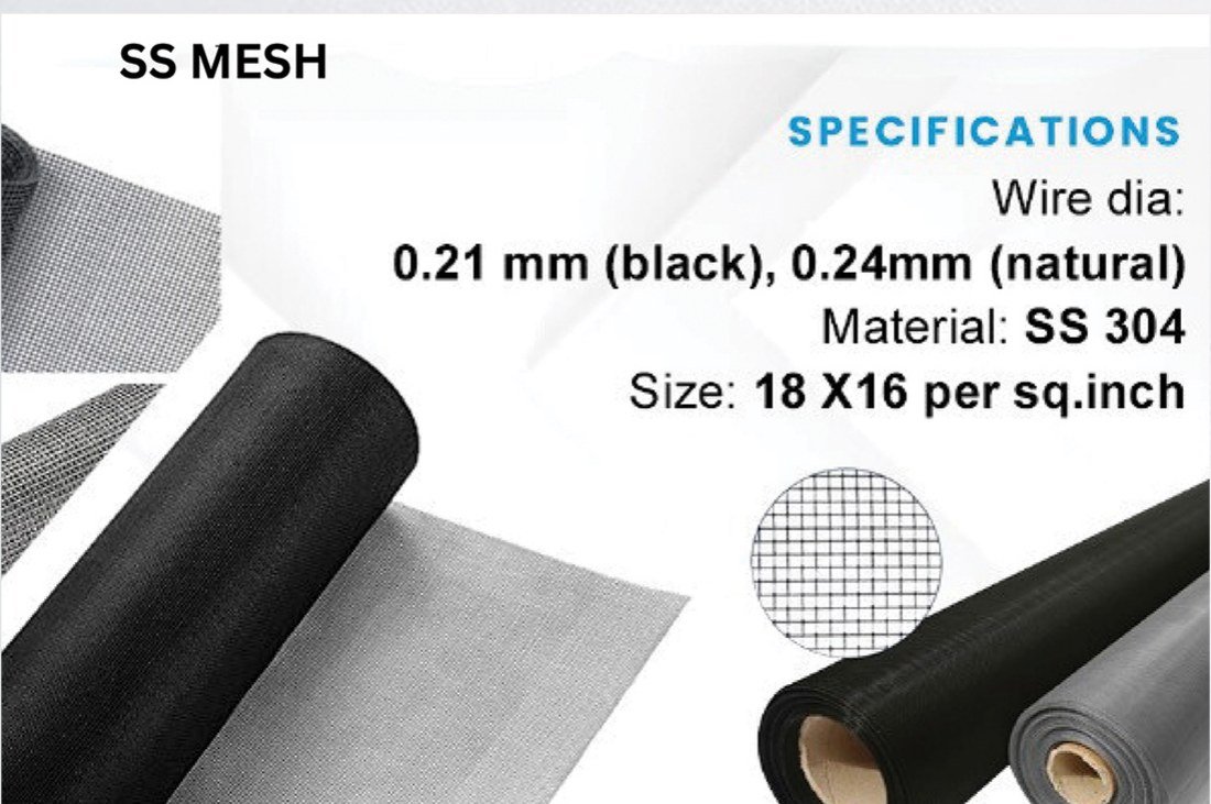 Hardware and fittings supplied with the SS 304 Insect Mesh