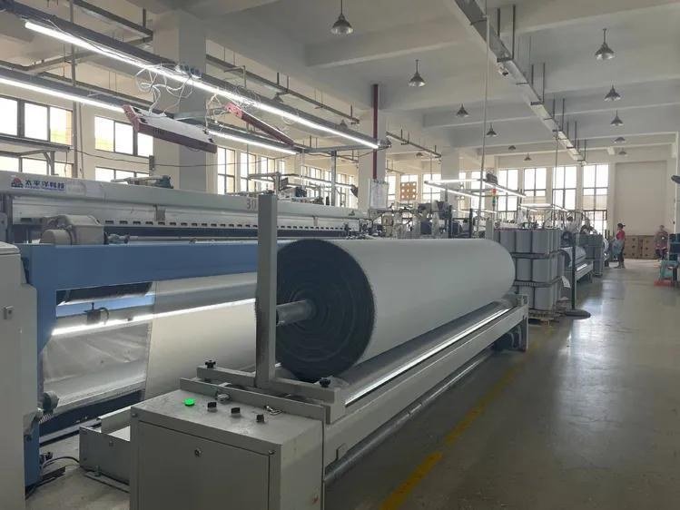 Mesh being drawn off the roll on our meshing line